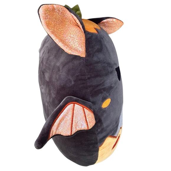 Houwsbaby Halloween Pumpkin Stuffed Bat Plush Orange Black 12” Squishy Pillow - Picture 3 of 7